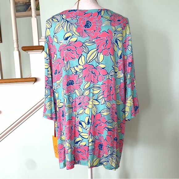 NWT Ruby Rd. Spring Fling Multicolor Floral Stretch Blouse XL NEW - Picture 5 of 8